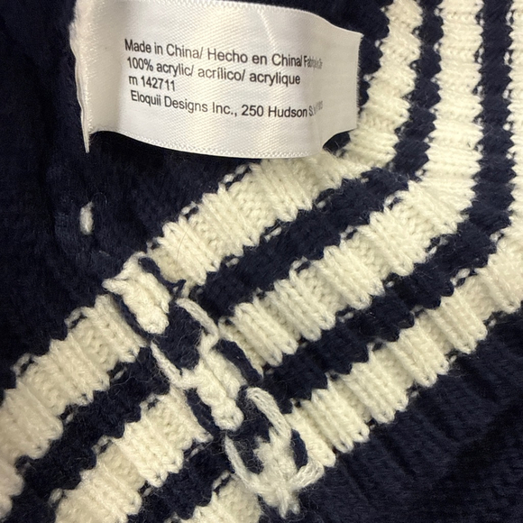 Women's ELOQUII Navy & White Cable Knit Cardigan Plus Size 26/28 - Picture 9 of 9